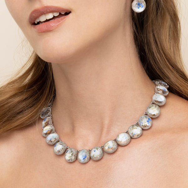 Larkspur & Hawk L&H Bride Olivia Button Rivière (White Rhodium Wash)