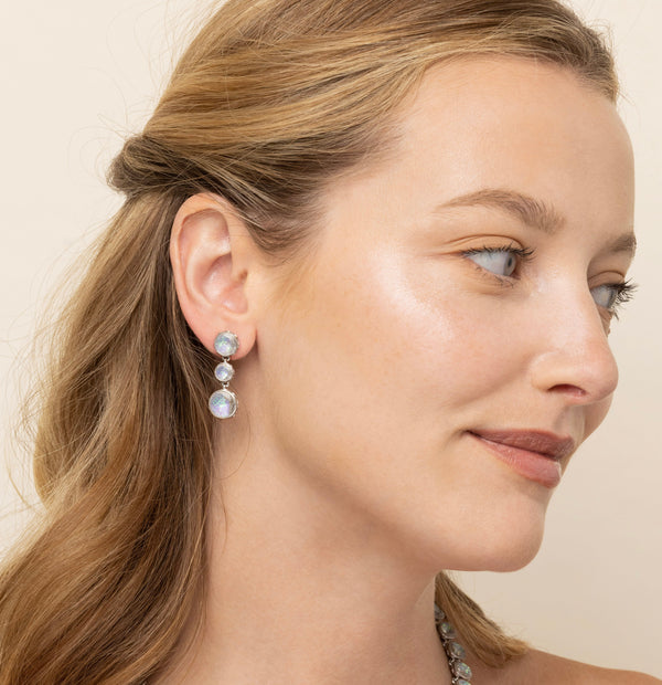 Larkspur & Hawk L&H Bride Round 3-Drop Earrings (White Rhodium Or Yellow Gold Wash)