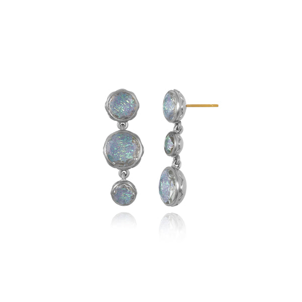 Larkspur & Hawk L&H Bride Round 3-Drop Earrings (White Rhodium Or Yellow Gold Wash)