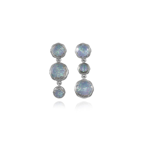 larkspur & hawk L&H Bride Round 3-Drop Earrings (White Rhodium or Yellow Gold Wash)