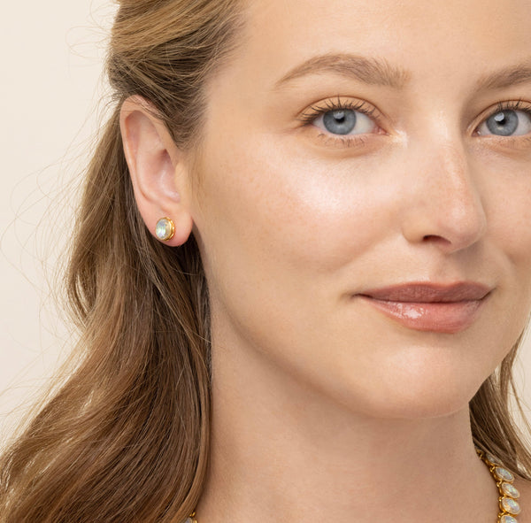 Larkspur & Hawk L&H Bride Round Stud Earrings (White Rhodium Or Yellow Gold Wash)