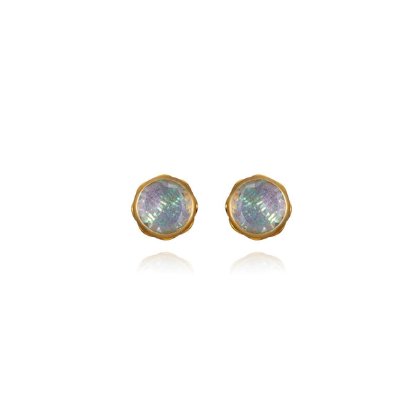 Larkspur & Hawk L&H Bride Round Stud Earrings (White Rhodium Or Yellow Gold Wash)