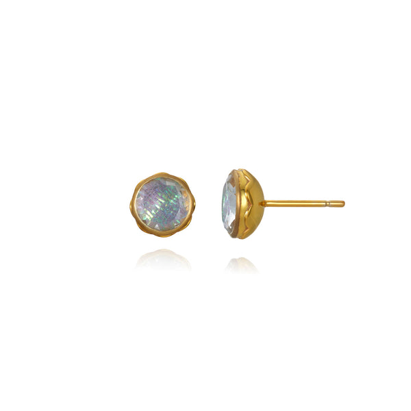 larkspur & hawk L&H Bride Round Stud Earrings (White Rhodium or Yellow Gold Wash)