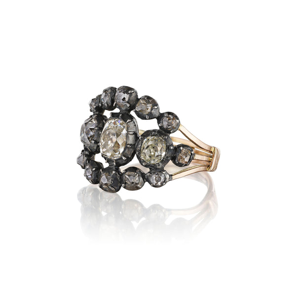 Larkspur & Hawk Antique Cluster Ring Ca 1780