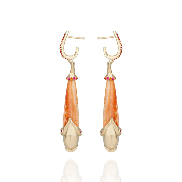 Larkspur & Hawk Fish Torpedo Hoop Earrings (14k Gold)