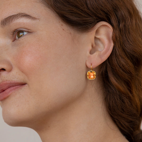 Larkspur & Hawk Luzia Button Earrings In Citrine (14k Gold)