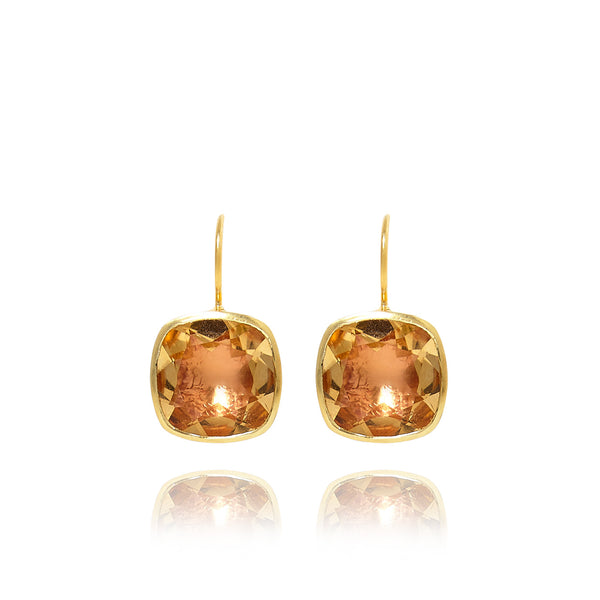 Larkspur & Hawk Luzia Button Earrings In Citrine (14k Gold)