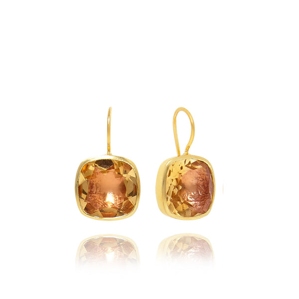 larkspur & hawk Luzia Button Earrings in Citrine (14k Gold)