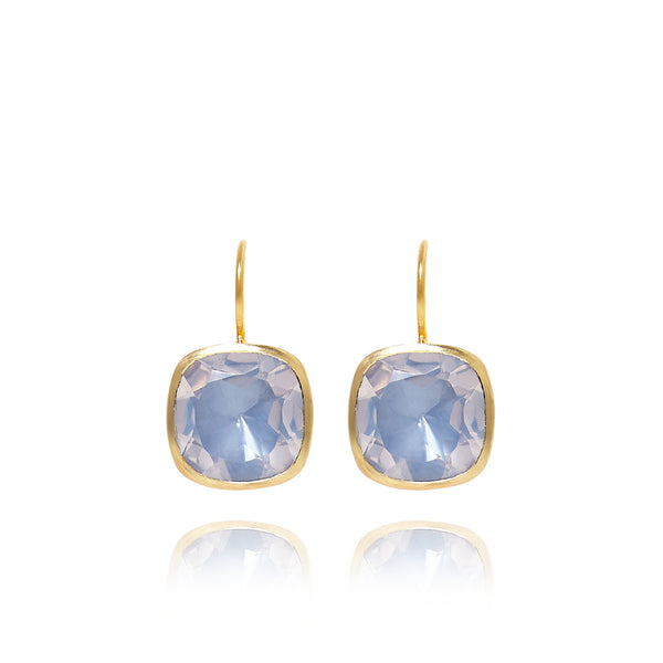 Larkspur & Hawk Luzia Button Earrings In Lavender Moon Quartz (14k Gold)