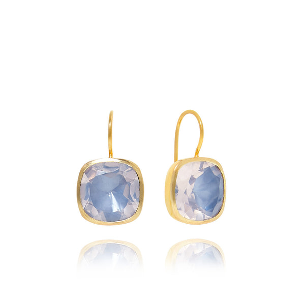 larkspur & hawk Luzia Button Earrings in Lavender Moon Quartz (14k Gold)