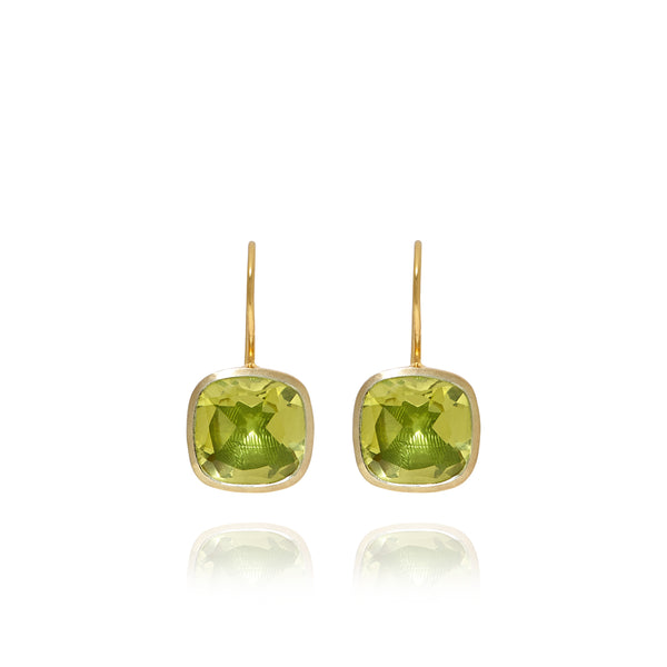 Larkspur & Hawk Luzia Button Earrings In Lemon Quartz (14k Gold)