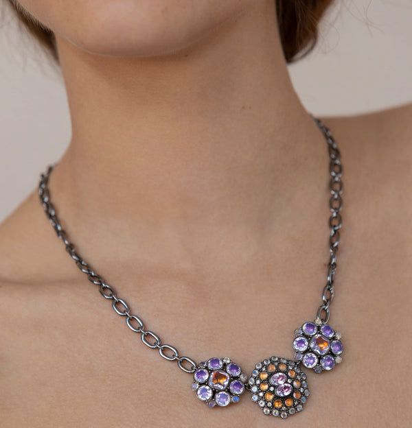 Larkspur & Hawk Luzia Court Cluster Necklace (Black Rhodium Wash)
