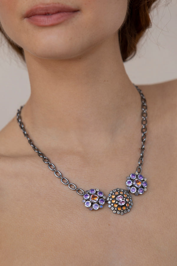 Larkspur & Hawk Luzia Court Cluster Necklace (Black Rhodium Wash)