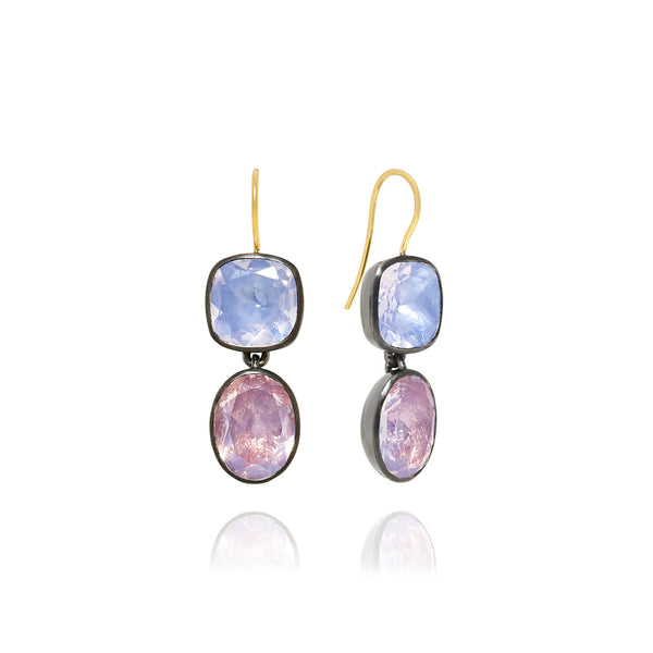 larkspur & hawk Luzia Cushion Oval Double Drop Earrings in Lavender Moon Quartz (Black Rhodium Wash) larkspur & hawk Luzia Cushion Oval Double Drop Earrings in Lavender Moon Quartz (Black Rhodium Wash)