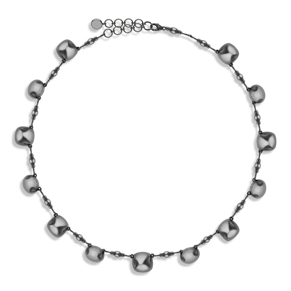 Larkspur & Hawk Luzia Cushion Oval Necklace In Yellow Citrine (Black Rhodium Wash)