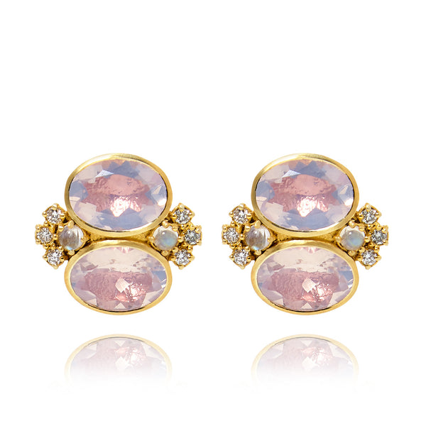 Larkspur & Hawk Luzia Dama Cluster Earrings In Lavender Moon Quartz (14k Gold)