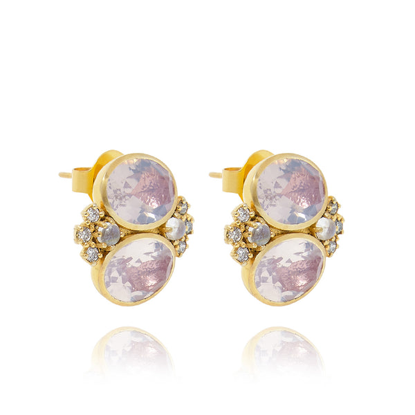 Larkspur & Hawk Luzia Dama Cluster Earrings In Lavender Moon Quartz (14k Gold)