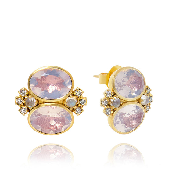 larkspur & hawk Luzia Dama Cluster Earrings in Lavender Moon Quartz (14k Gold)