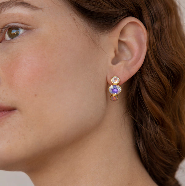 Larkspur & Hawk Luzia Demi-Hoop Earrings In Lavender Moon Quartz (14k Gold)