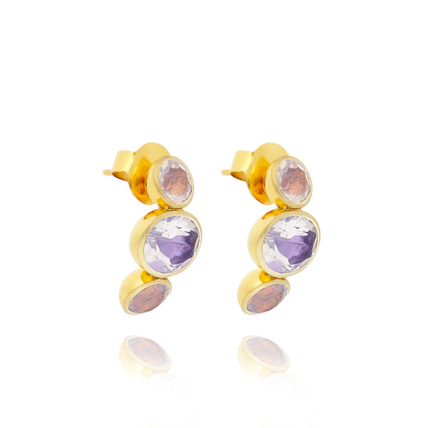 Larkspur & Hawk Luzia Demi-Hoop Earrings In Lavender Moon Quartz (14k Gold)
