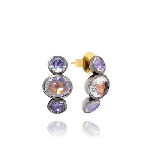 larkspur & hawk Luzia Demi-Hoop Earrings in Lavender Moon Quartz (Black Rhodium Wash)