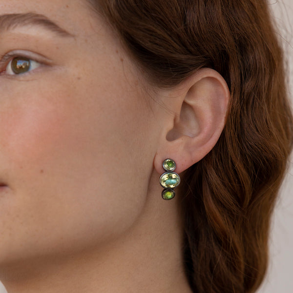 Larkspur & Hawk Luzia Demi-Hoop Earrings In Lemon Quartz (Black Rhodium Wash)