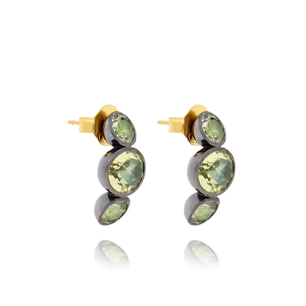 Larkspur & Hawk Luzia Demi-Hoop Earrings In Lemon Quartz (Black Rhodium Wash)