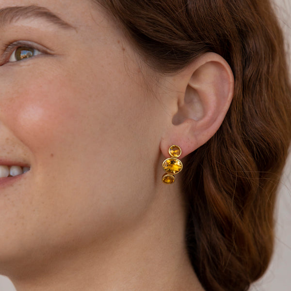 Larkspur & Hawk Luzia Demi-Hoop Earrings In Yellow Citrine (14k Gold)