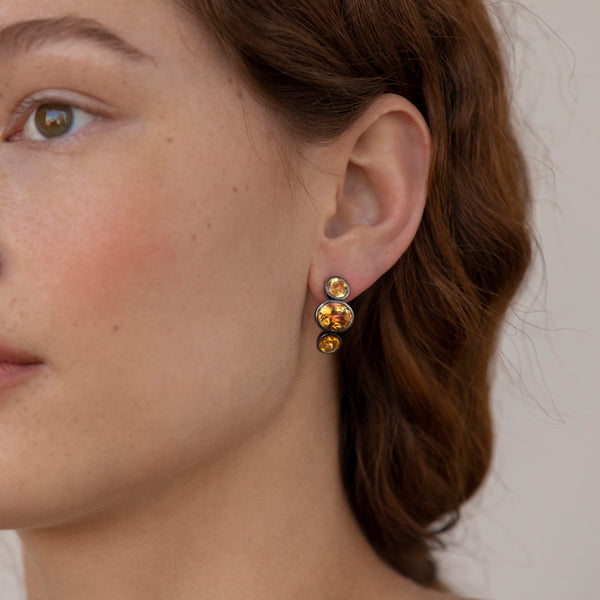 Larkspur & Hawk Luzia Demi-Hoop Earrings In Yellow Citrine (Black Rhodium Wash)