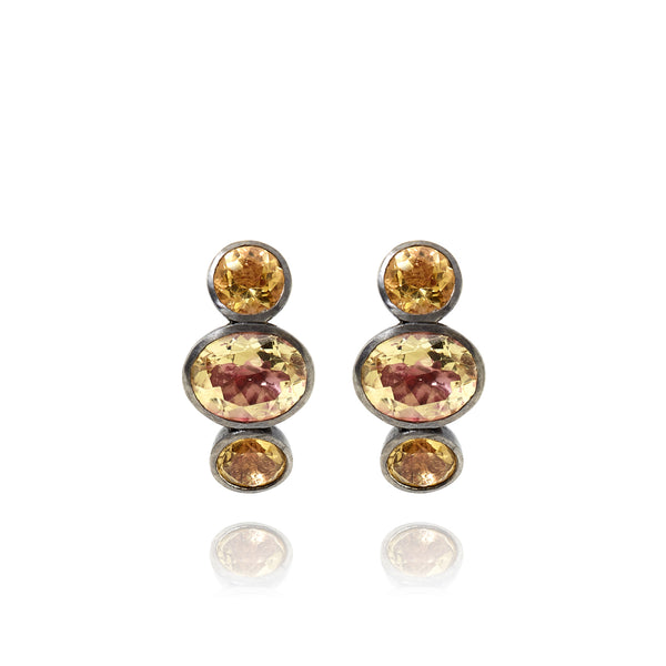 Larkspur & Hawk Luzia Demi-Hoop Earrings In Yellow Citrine (Black Rhodium Wash)