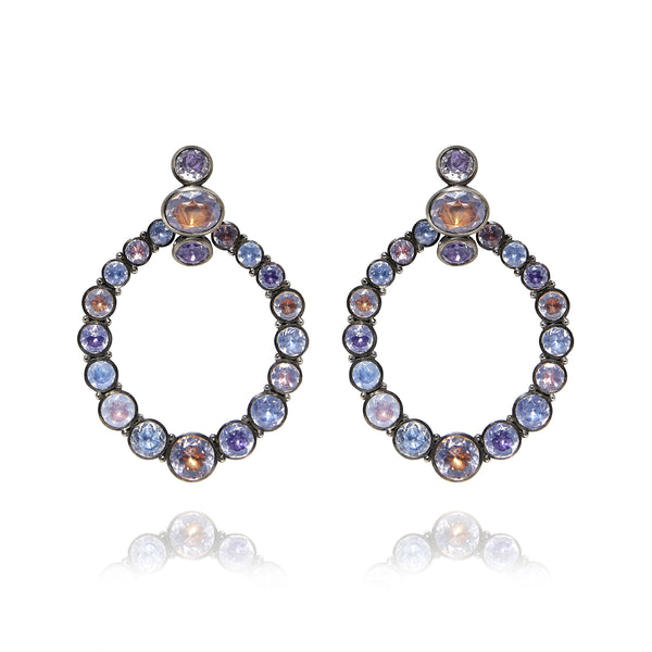 Larkspur & Hawk Luzia Door Knocker Earrings In Lavender Moon Quartz (Black Rhodium Wash)