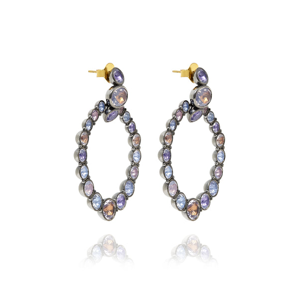 Larkspur & Hawk Luzia Door Knocker Earrings In Lavender Moon Quartz (Black Rhodium Wash)
