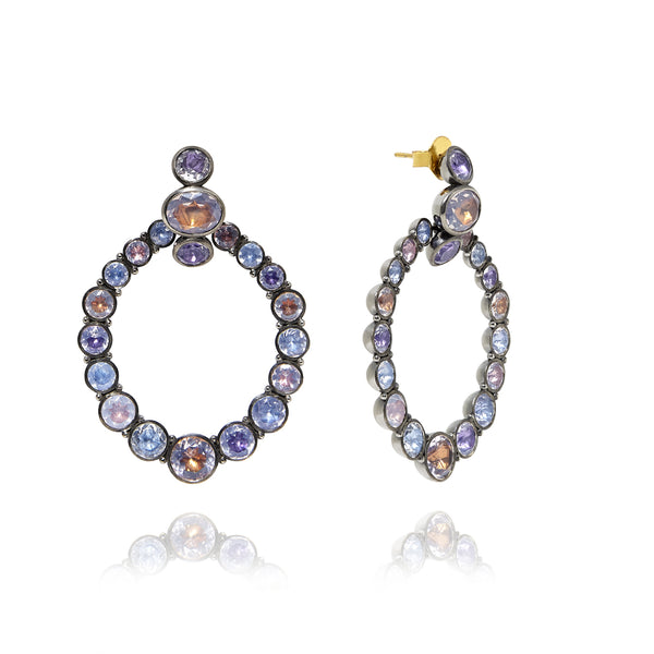 larkspur & hawk Luzia Door Knocker Earrings in Lavender Moon Quartz (Black Rhodium Wash)