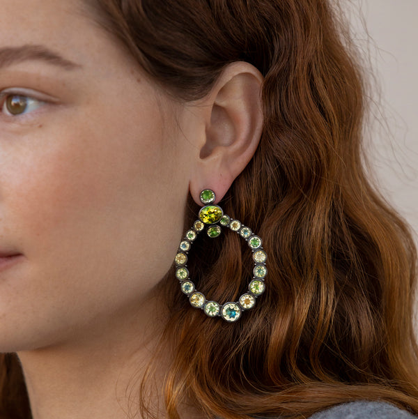 Larkspur & Hawk Luzia Door Knocker Earrings In Lemon Quartz (Black Rhodium Wash)