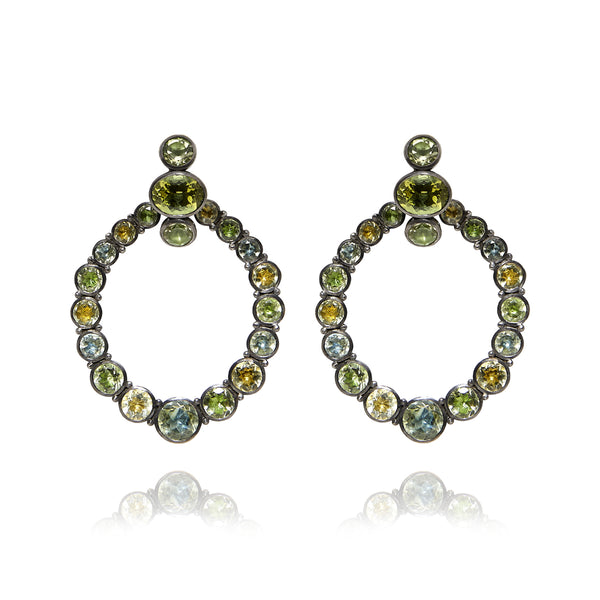 Larkspur & Hawk Luzia Door Knocker Earrings In Lemon Quartz (Black Rhodium Wash)