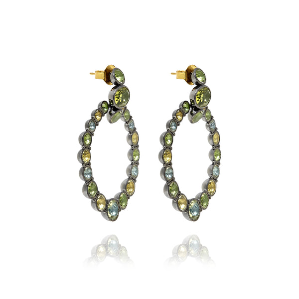 Larkspur & Hawk Luzia Door Knocker Earrings In Lemon Quartz (Black Rhodium Wash)