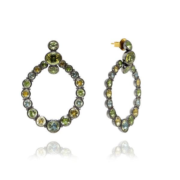 larkspur & hawk Luzia Door Knocker Earrings in Lemon Quartz (Black Rhodium Wash)