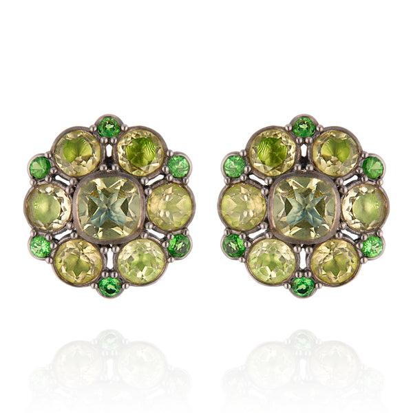 Larkspur & Hawk Luzia Duquesa Cluster Earrings In Lemon Quartz (Black Rhodium Wash)