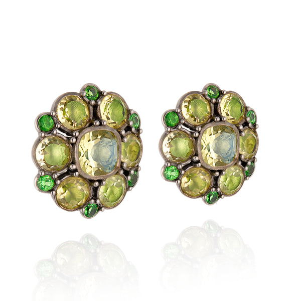 Larkspur & Hawk Luzia Duquesa Cluster Earrings In Lemon Quartz (Black Rhodium Wash)