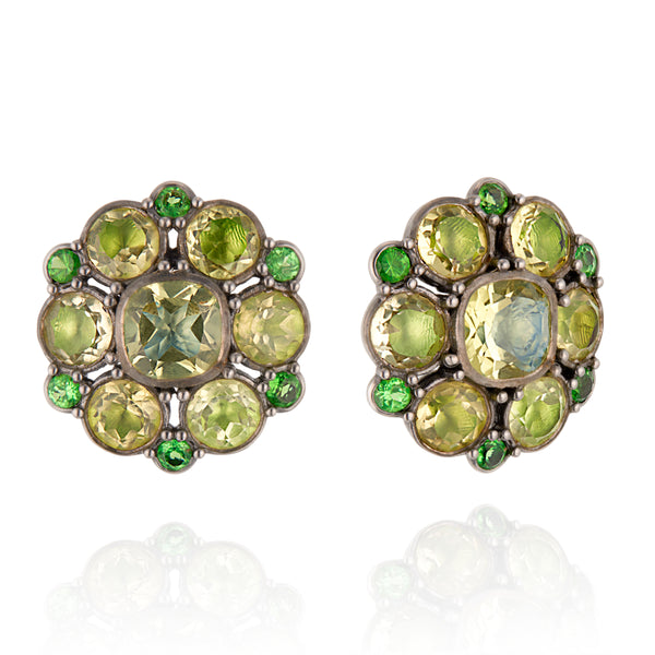 larkspur & hawk Luzia Duquesa Cluster Earrings in Lemon Quartz (Black Rhodium Wash)