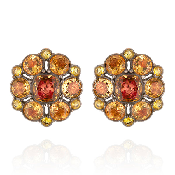 Larkspur & Hawk Luzia Duquesa Cluster Earrings In Yellow Citrine (Black Rhodium Wash)