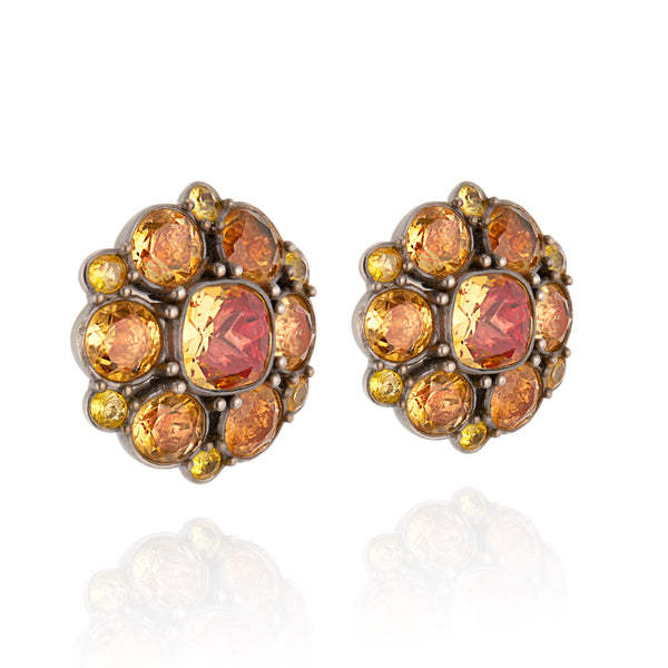 Larkspur & Hawk Luzia Duquesa Cluster Earrings In Yellow Citrine (Black Rhodium Wash)