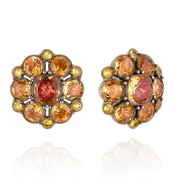 larkspur & hawk Luzia Duquesa Cluster Earrings in Yellow Citrine (Black Rhodium Wash)