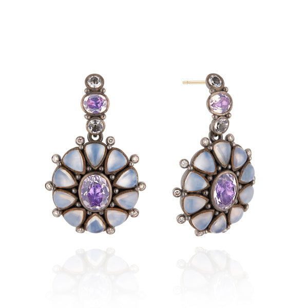 larkspur & hawk Luzia Princesa Cluster Drop Earrings in Lavender Moon Quartz (Black Rhodium Wash) larkspur & hawk Luzia Princesa Cluster Drop Earrings in Lavender Moon Quartz (Black Rhodium Wash)