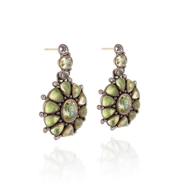 Larkspur & Hawk Luzia Princesa Cluster Drop Earrings In Lemon Quartz (Black Rhodium Wash)
