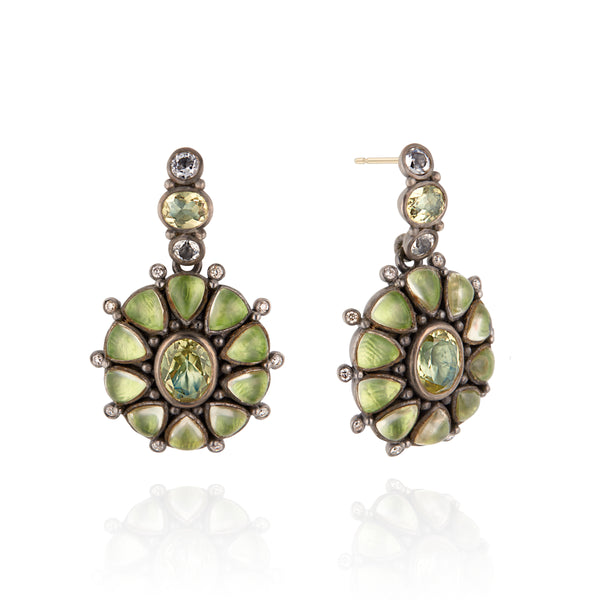 larkspur & hawk Luzia Princesa Cluster Drop Earrings in Lemon Quartz (Black Rhodium Wash)