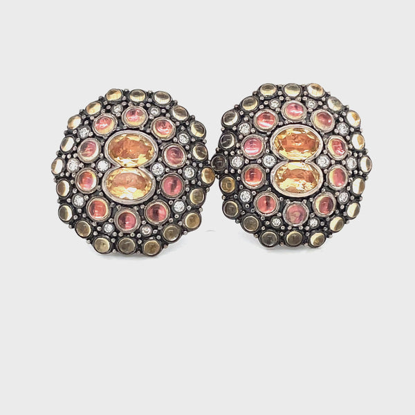 Larkspur & Hawk Luzia Rainha Cluster Earrings In Yellow Citrine (Black Rhodium Wash)