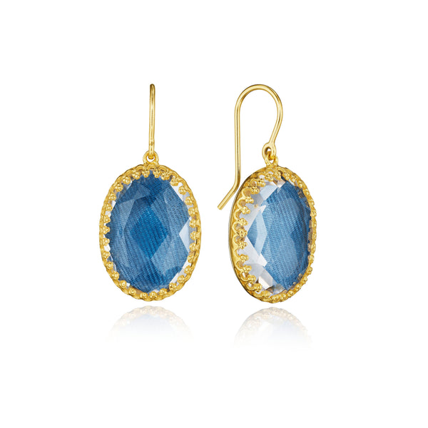 larkspur & hawk Moiré Lily 1-Drop Earrings (Black Rhodium or Yellow Gold Wash)