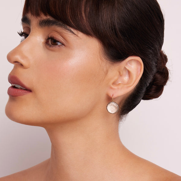 Larkspur & Hawk Moiré Olivia Button Earrings (Black Rhodium Or Yellow Gold Wash)