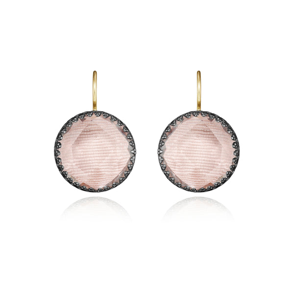 Larkspur & Hawk Moiré Olivia Button Earrings (Black Rhodium Or Yellow Gold Wash)